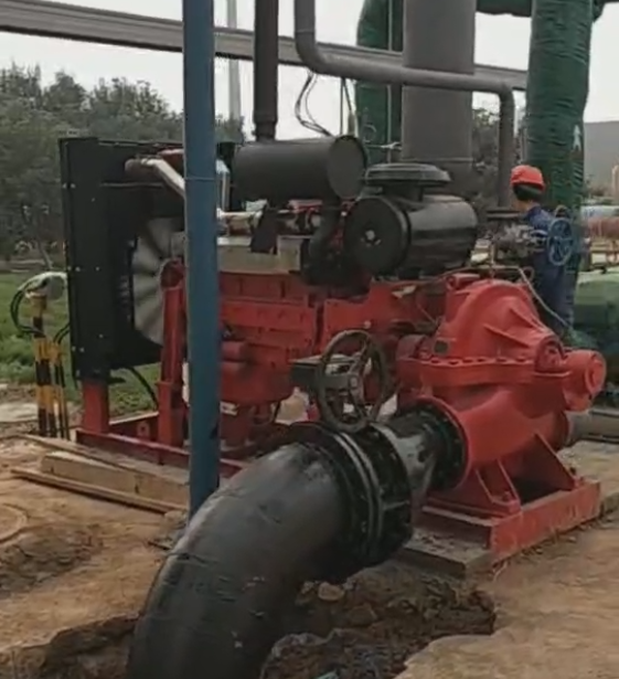 東營*化工有限公司二期項(xiàng)目工地，固定式柴油機(jī)泵現(xiàn)場調(diào)試